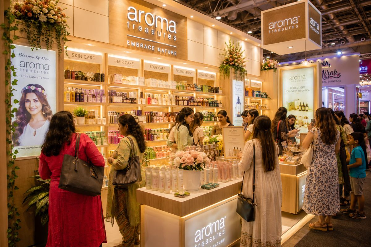 Beauty and wellness products display at a premium trade fair